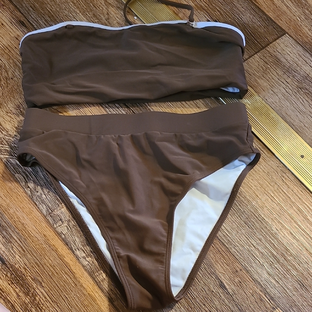 Brown Strapless Women's Swimsuit